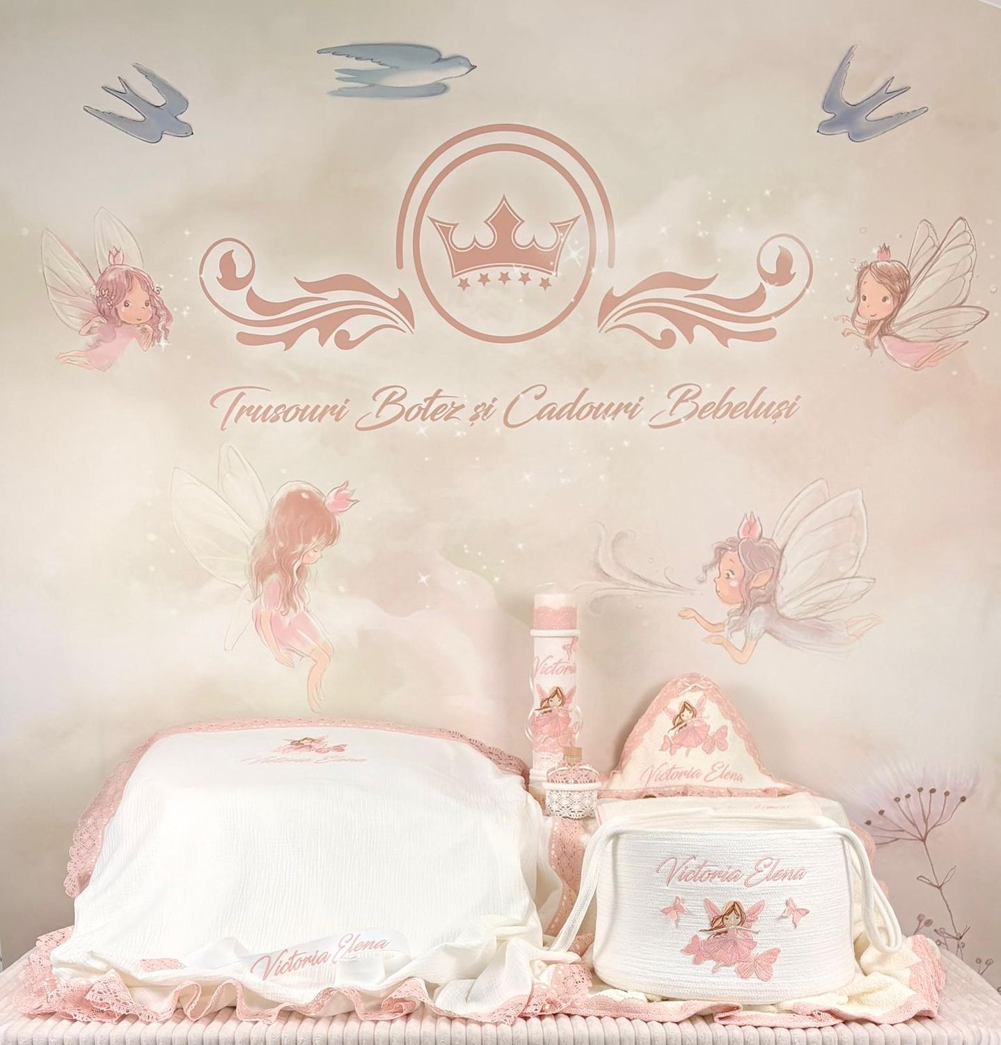 Trusou Botez Muselina Zana Fluturas  - Set Botez Victoria