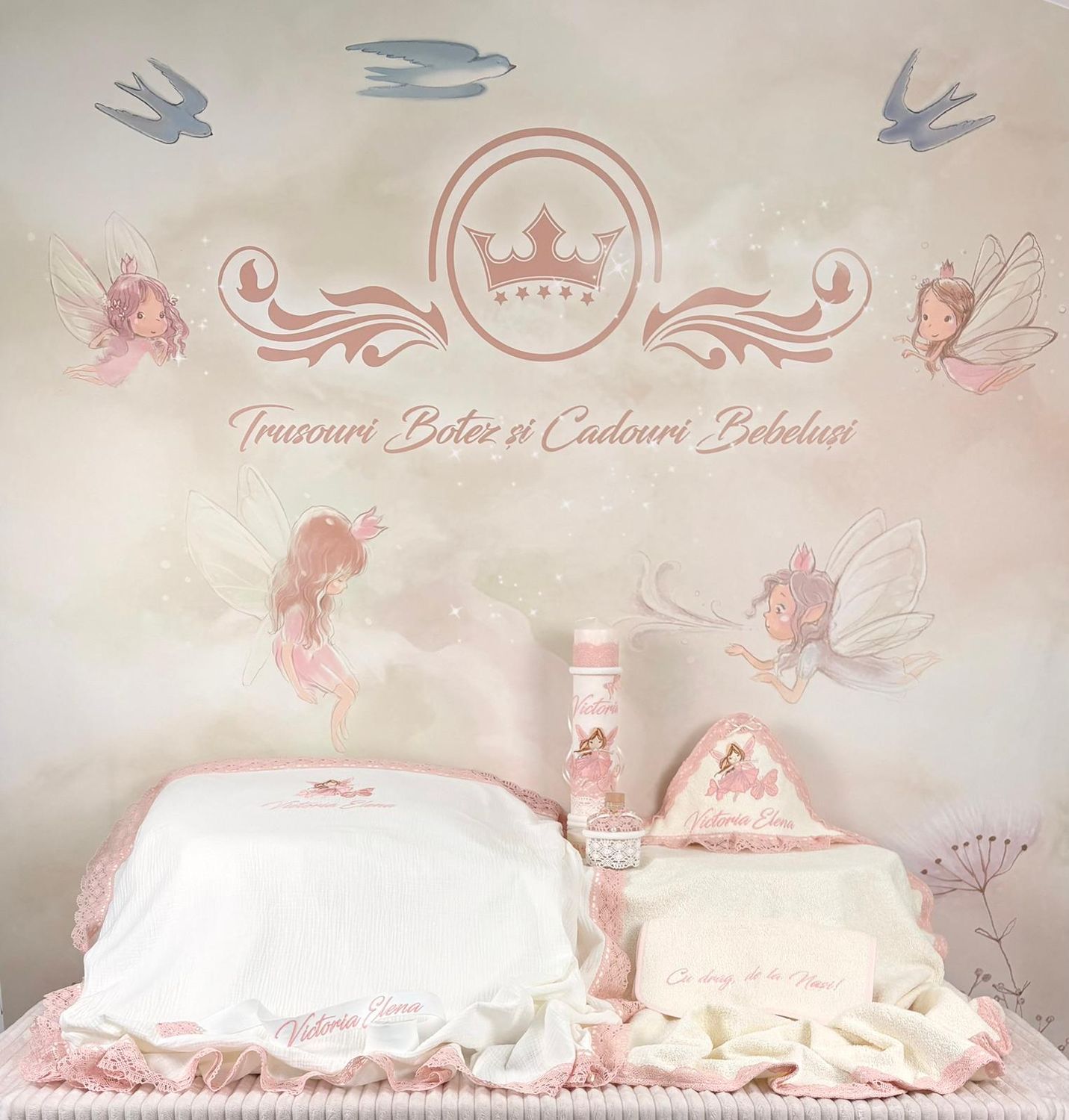 Trusou Botez Muselina Zana Fluturas  - Set Botez Victoria