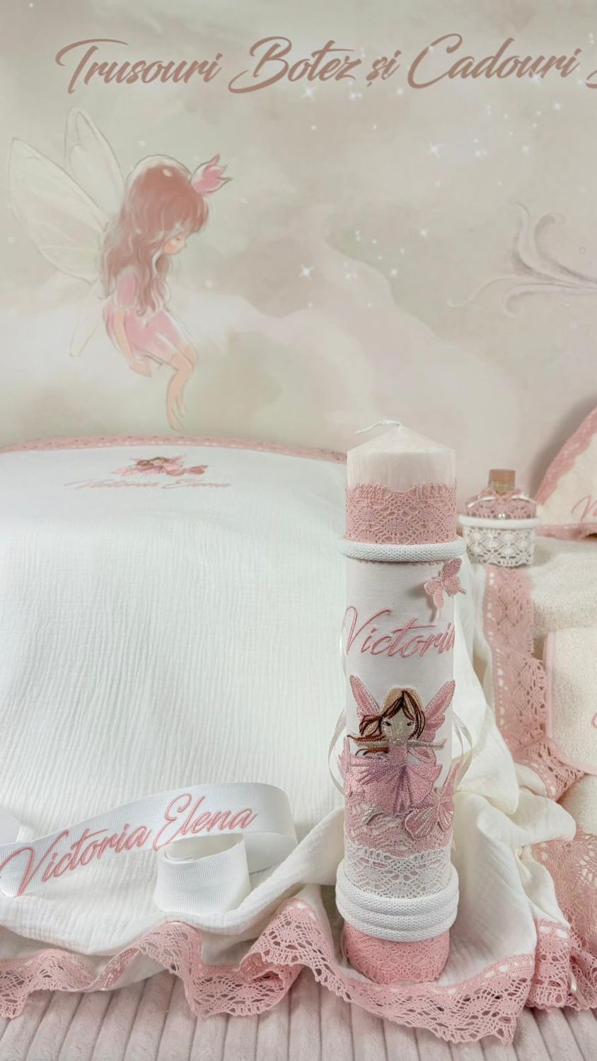 Trusou Botez Muselina Zana Fluturas  - Set Botez Victoria