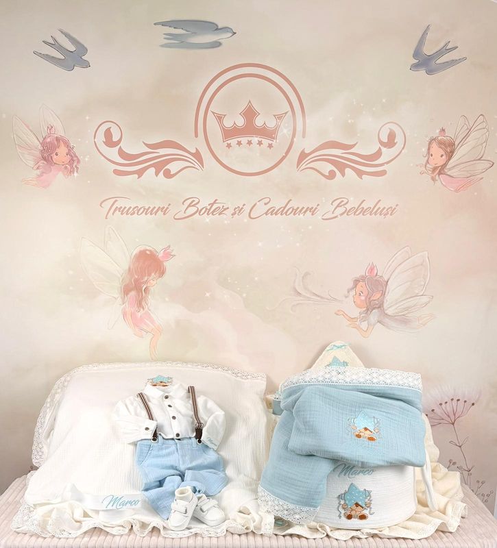 Trusou Botez Muselina Urs cu stea Marco - Set Biserica Premium Trusou Botez Muselina Urs cu stea Marco - Set Biserica Premium