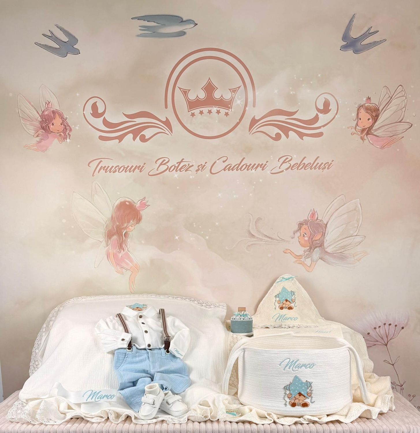 Trusou Botez Muselina Urs cu stea Marco - Set Biserica Premium