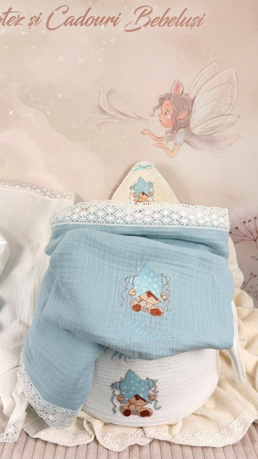 Trusou Botez Muselina Urs cu stea Marco - Set Biserica Premium