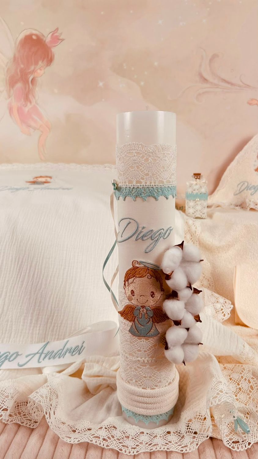 Trusou Botez Muselina Ingeras aqua - Set Biserica