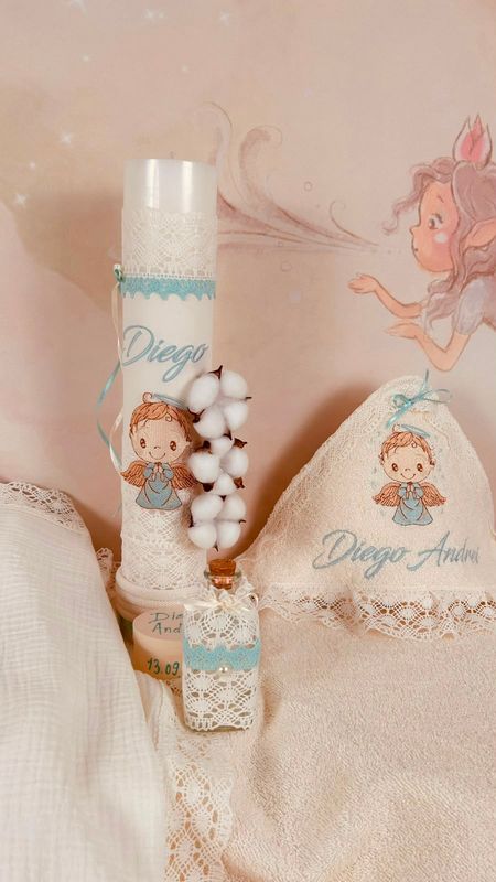 Trusou Botez Muselina Ingeras aqua - Set Biserica
