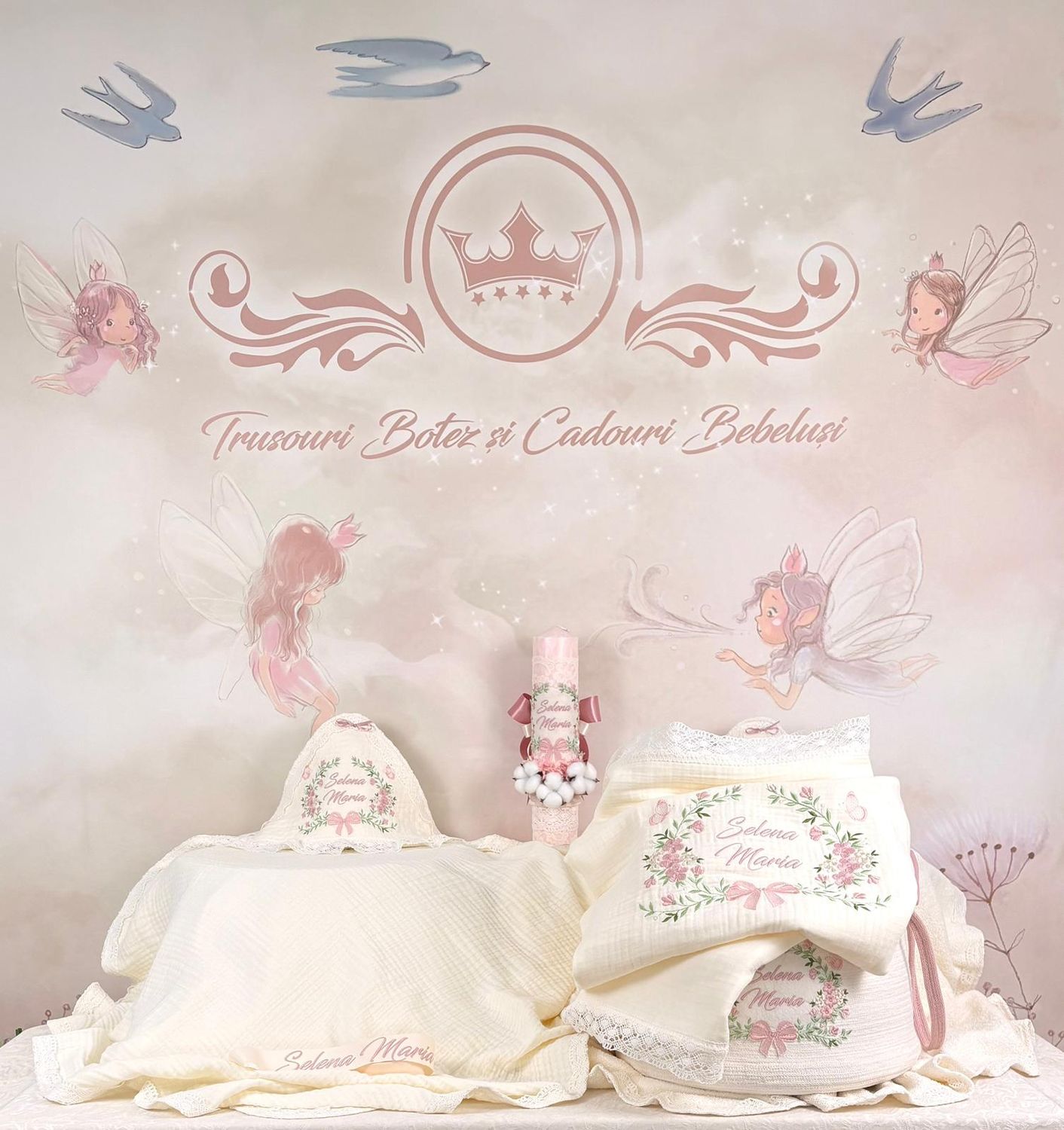 Trusou Botez Muselina Spanish girl - Set Biserica Premium