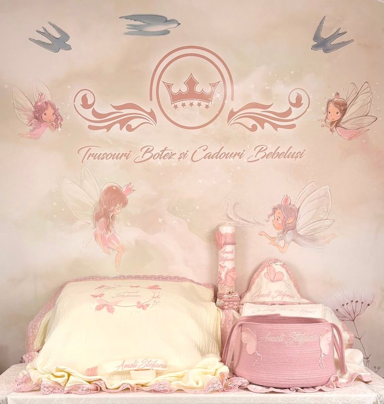 Trusou Botez Fluturi - Set Biserica Personalizat Trusou Botez Fluturi - Set Biserica Personalizat