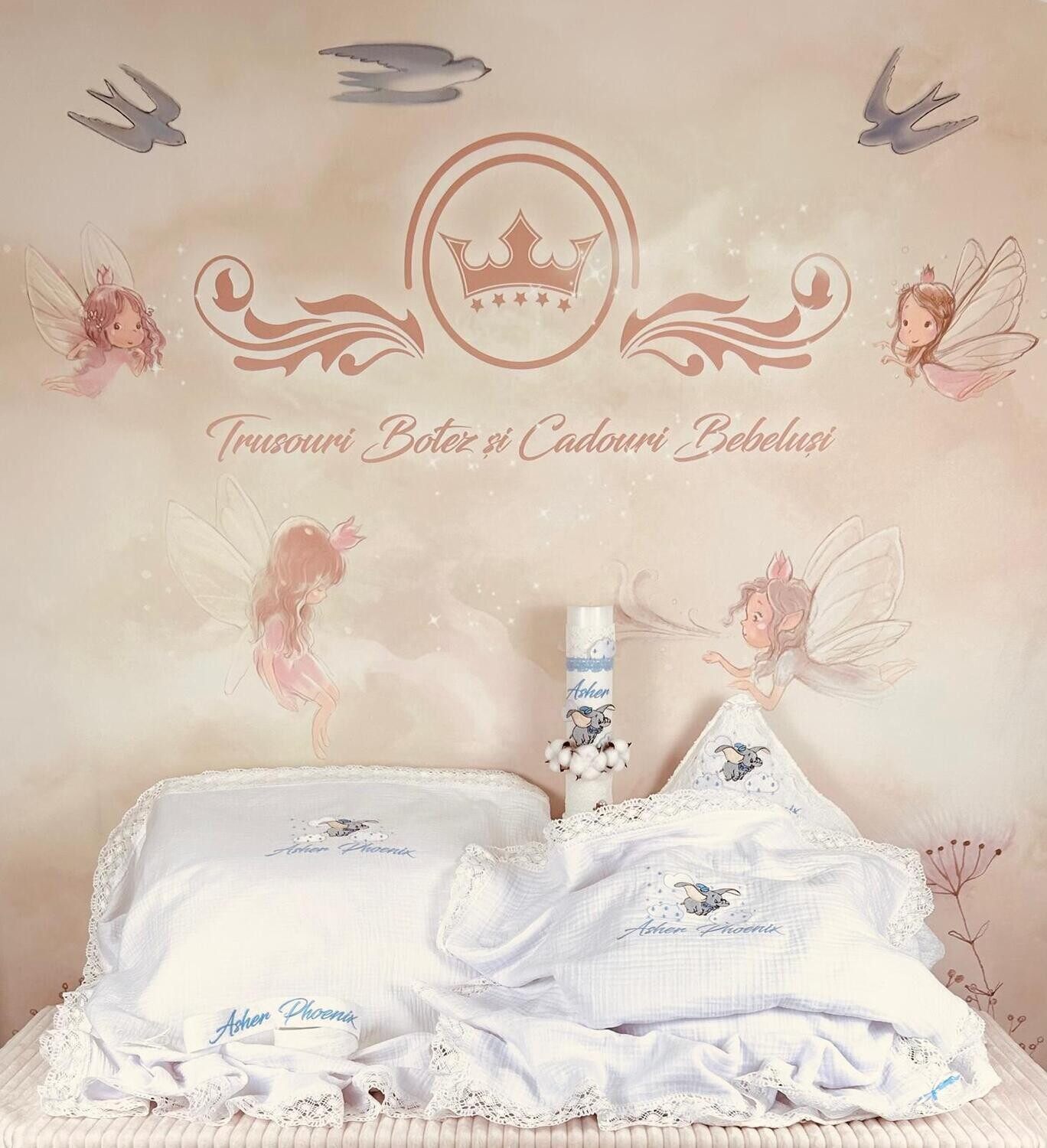 Trusou Botez Muselina Elefant - Set Biserica