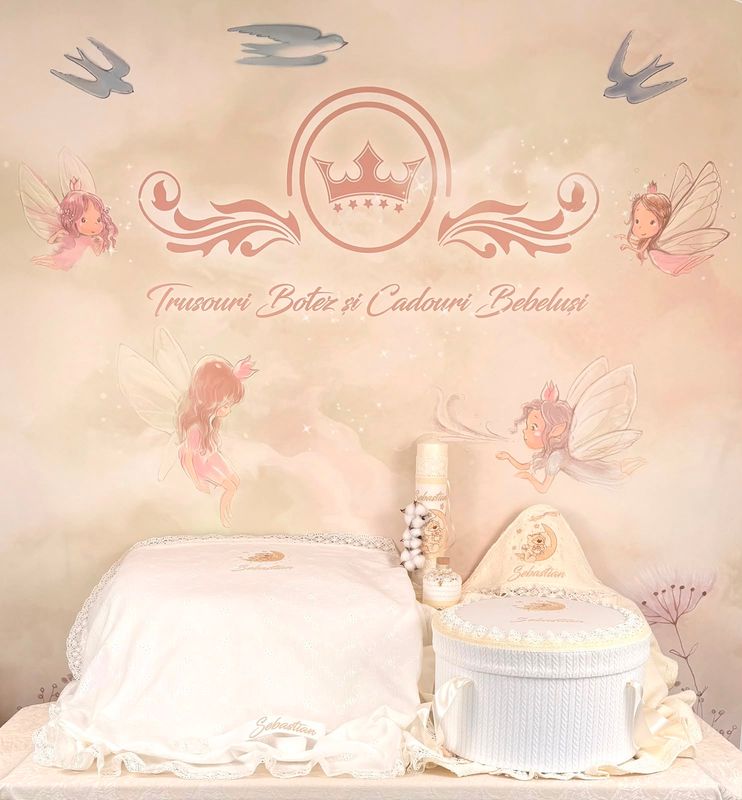Trusou Botez Muselina Urs pe Luna - Set Biserica