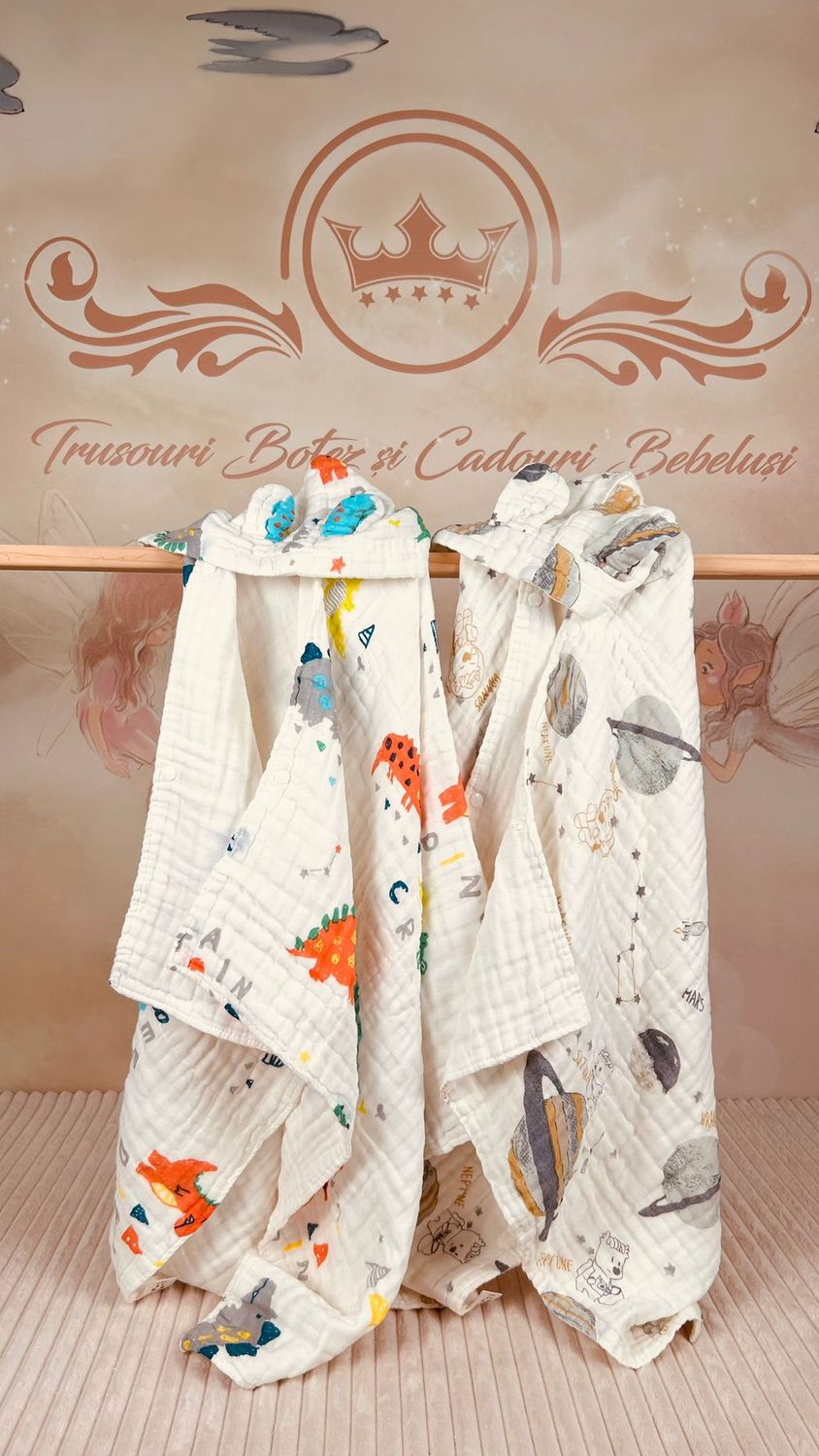 Set Baie/Plaja Muselina pentru  Bebelusi cu imprimeu