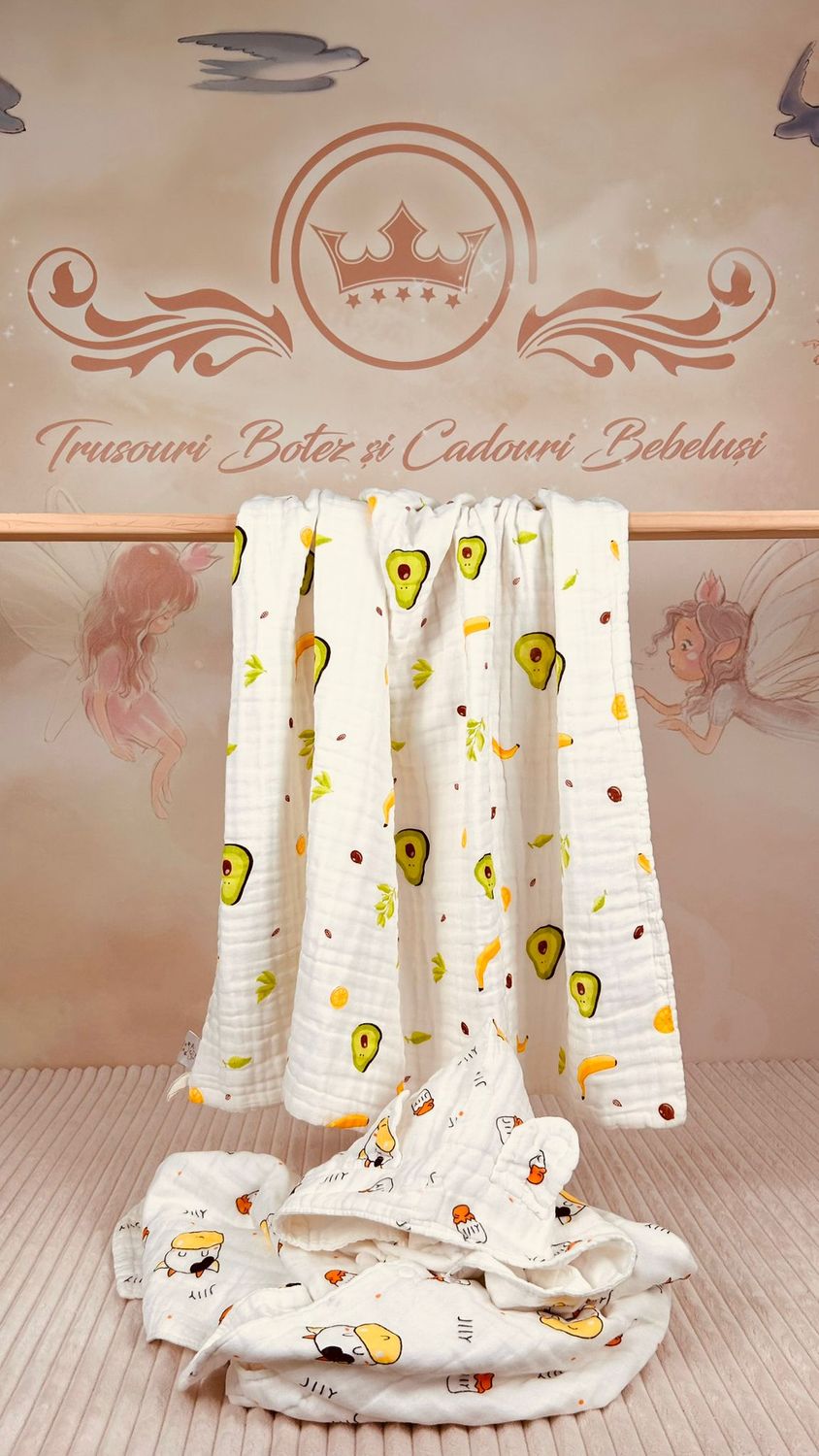 Set Baie/Plaja Muselina pentru  Bebelusi cu imprimeu