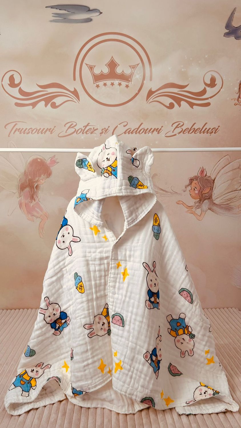 Set Baie/Plaja Muselina pentru  Bebelusi cu imprimeu