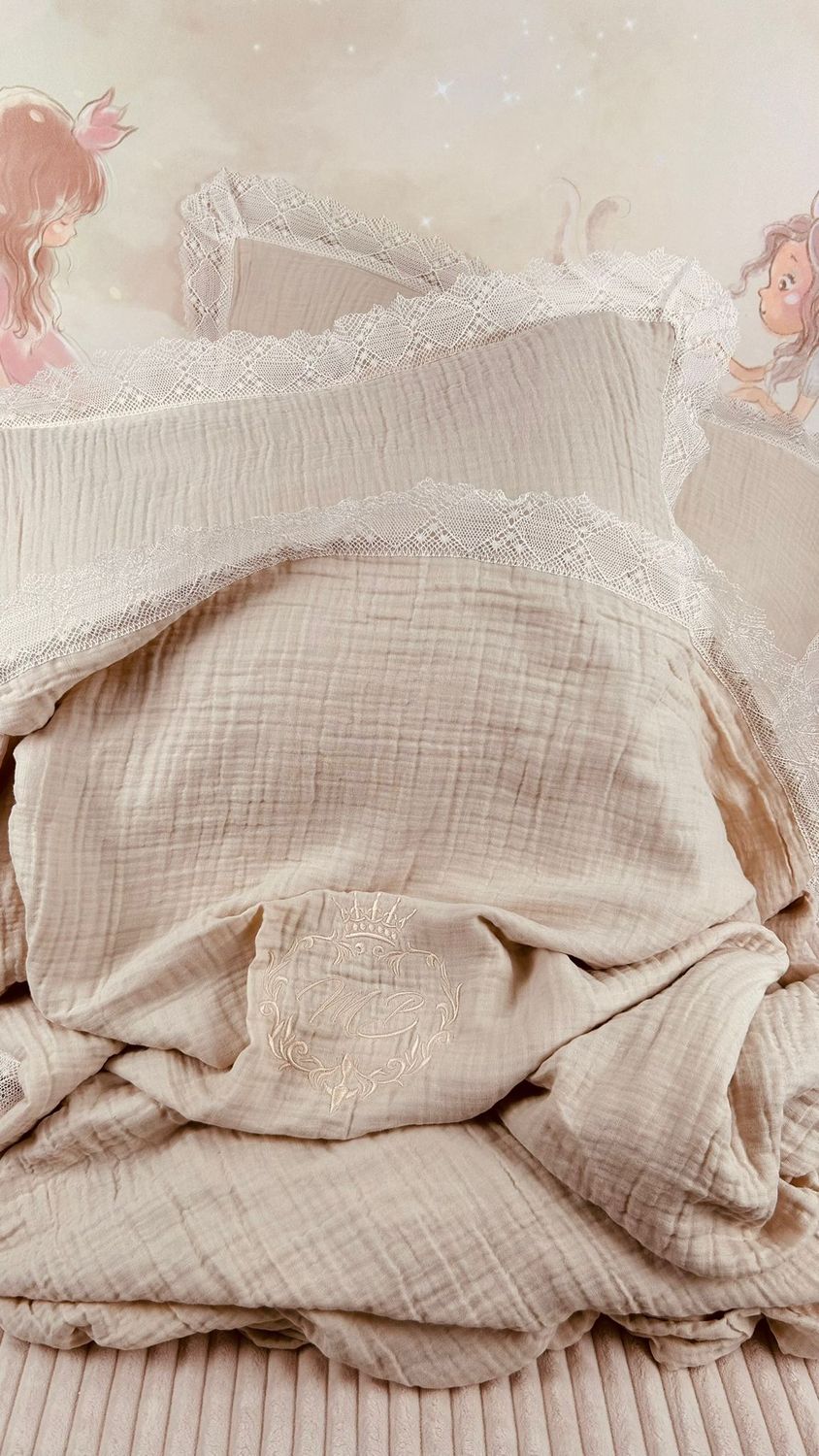 Set Cadou Nasi lenjerie pentru pat din muselina