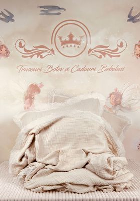 Set Cadou Nasi lenjerie pentru pat din muselina