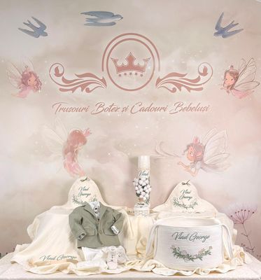 Trusou Botez Muselina Eucalipt - Set Biserica Premium Trusou Botez Muselina Eucalipt - Set Biserica Premium