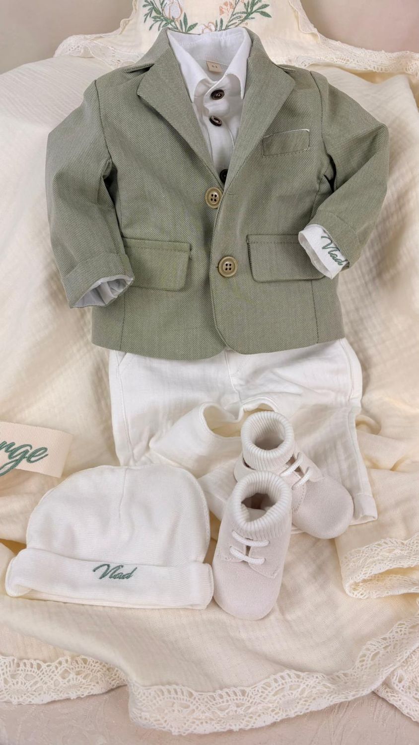 Trusou Botez Muselina Eucalipt - Set Biserica Premium