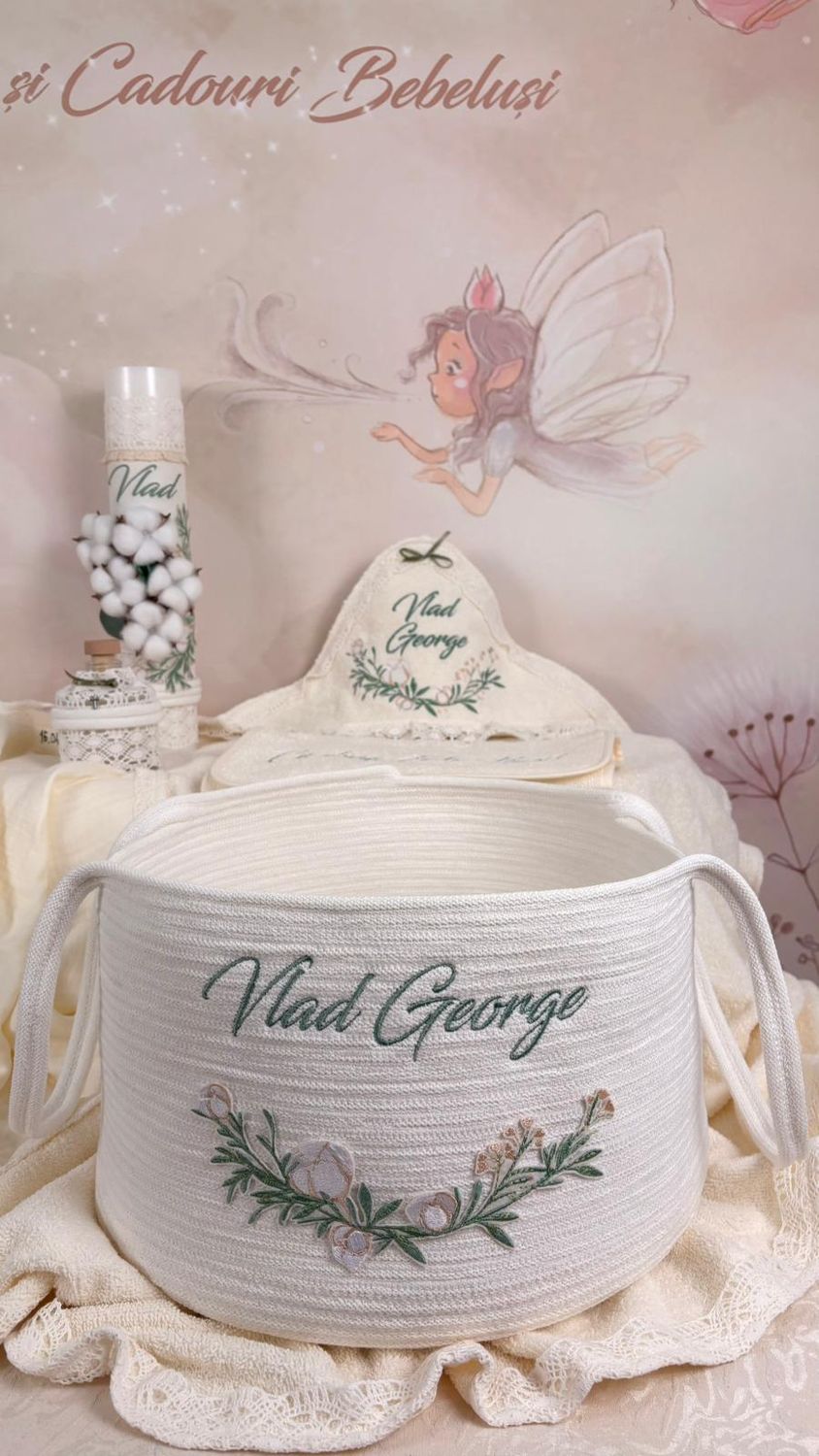 Trusou Botez Muselina Eucalipt - Set Biserica Premium