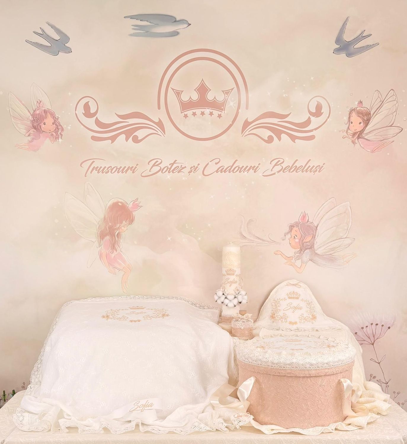 Trusou Botez Muselina Regal Gold set biserica premium