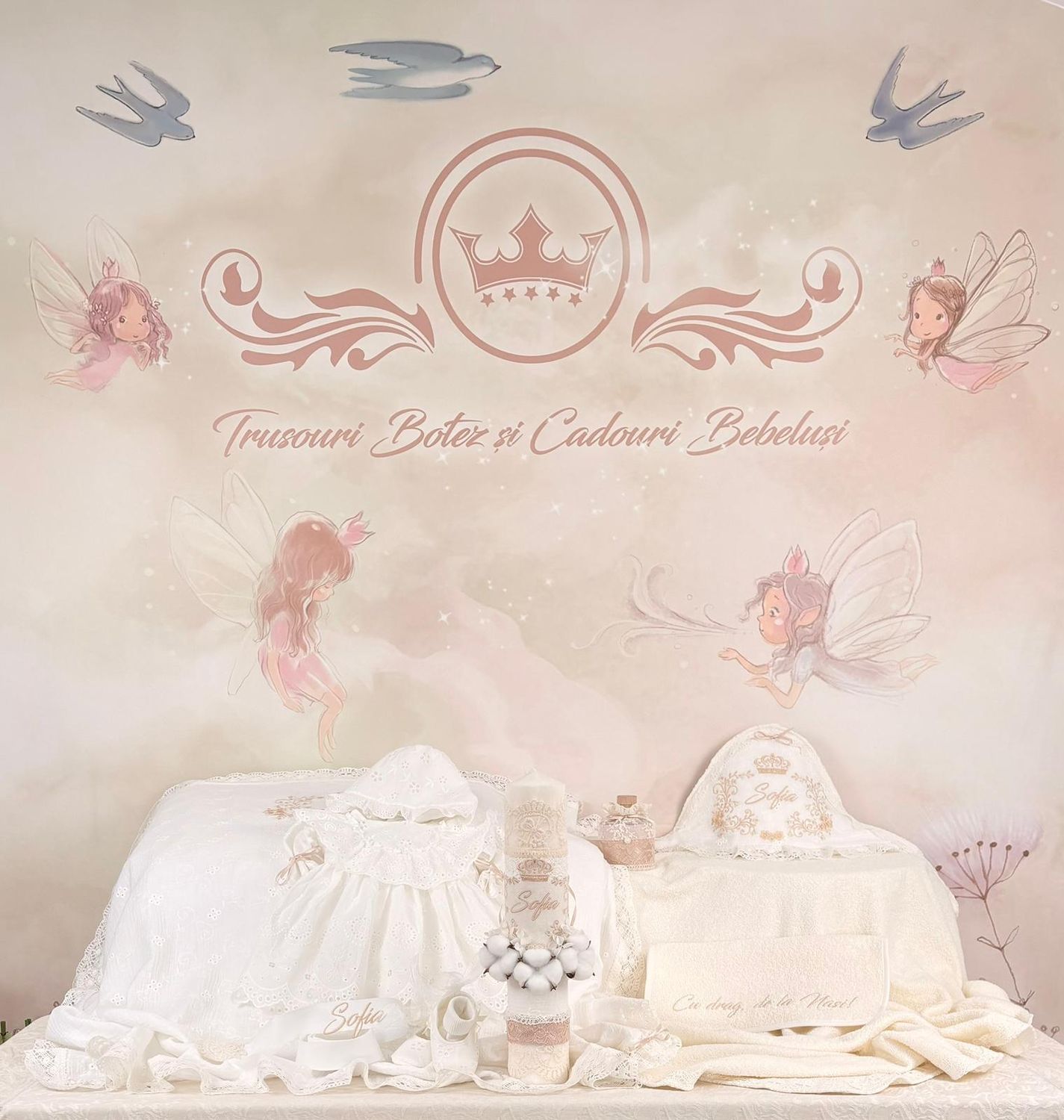 Trusou Botez Muselina Regal Gold set biserica premium