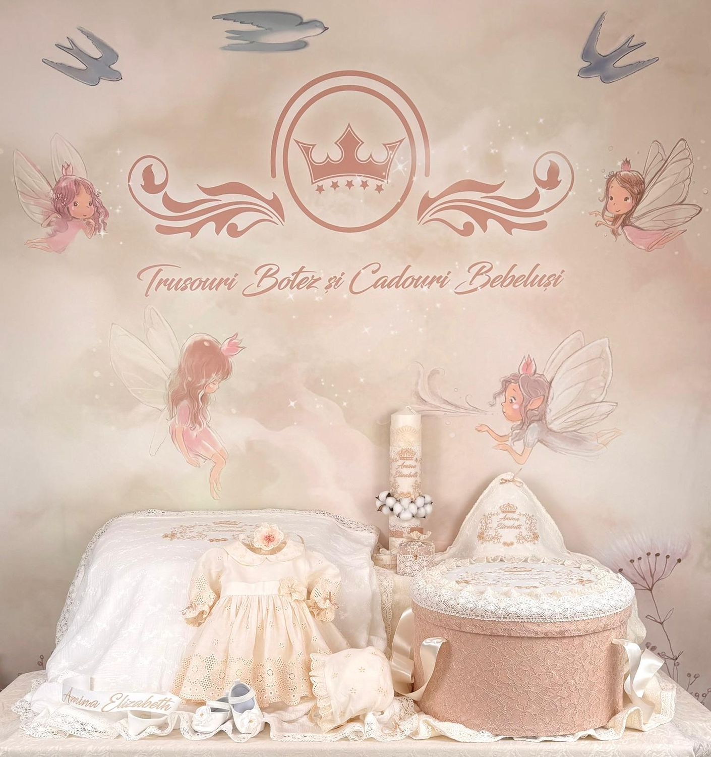 Trusou Botez Muselina Regal Gold set biserica premium