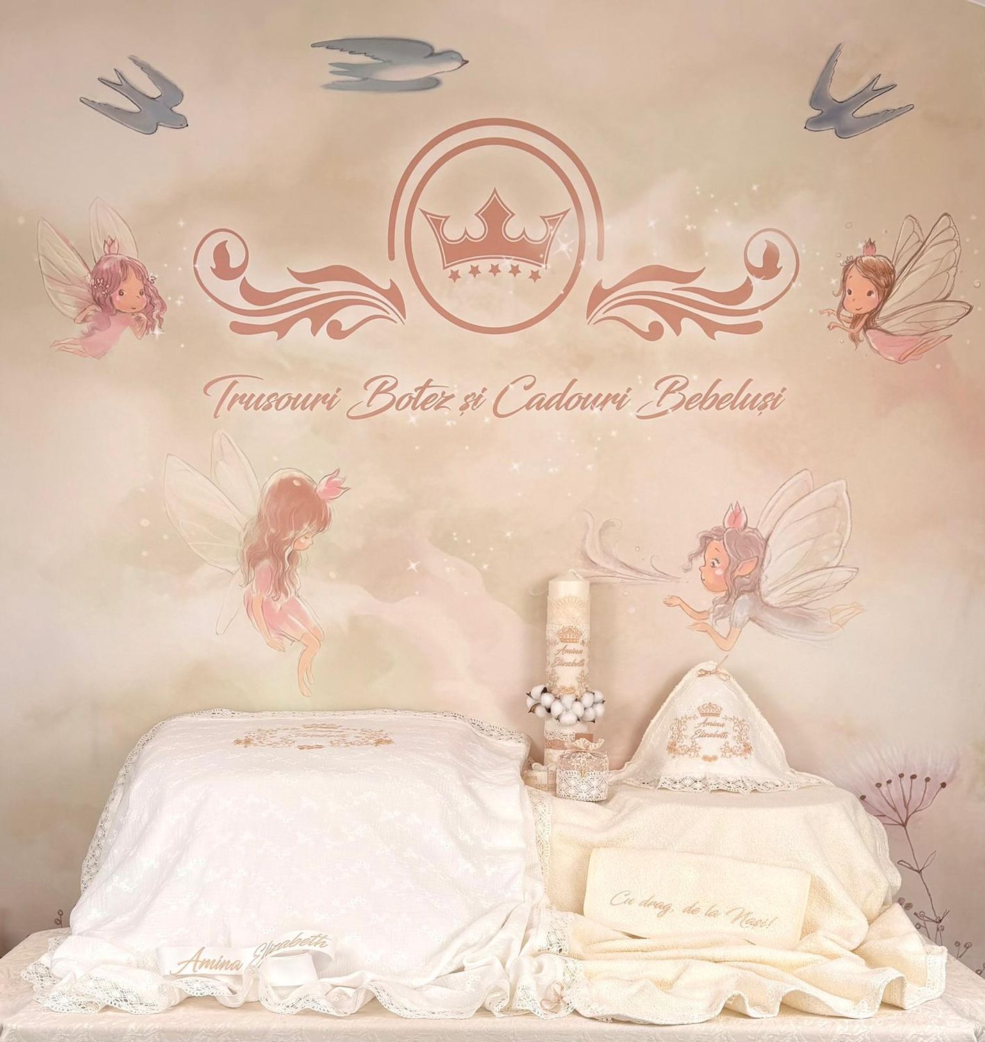 Trusou Botez Muselina Regal Gold set biserica premium