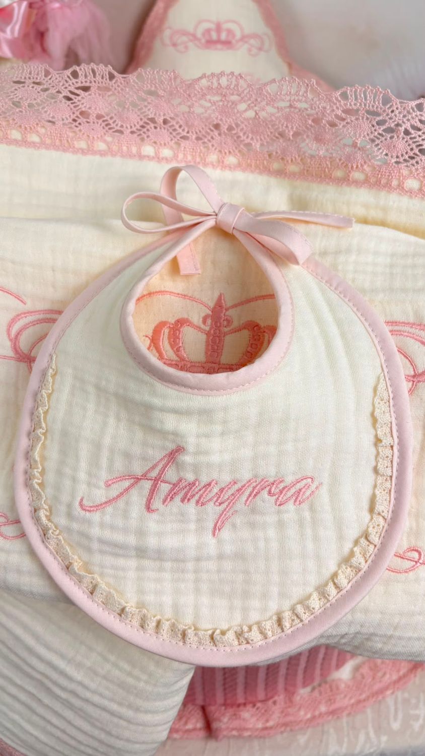 Trusou Botez Muselina Regal roz - Set Biserica Personalizat