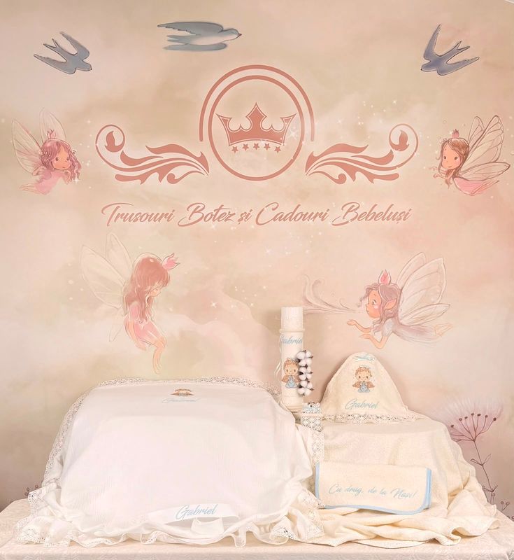 Trusou Botez Muselina Ingeras bleu - Set Biserica