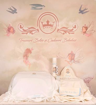 Trusou Botez Muselina Ingeras bleu - Set Biserica