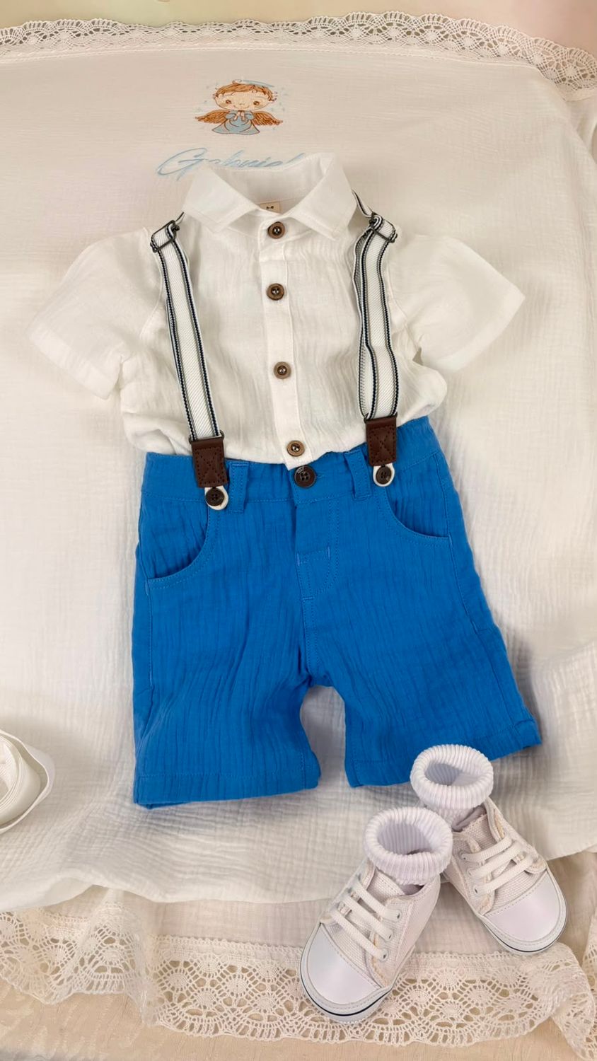 Trusou Botez Muselina Ingeras bleu - Set Biserica