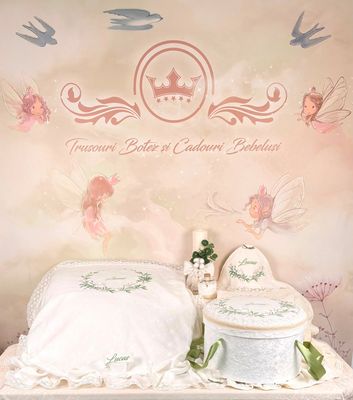 Trusou Botez Muselina Eucalipt - Set Biserica Personalizat
