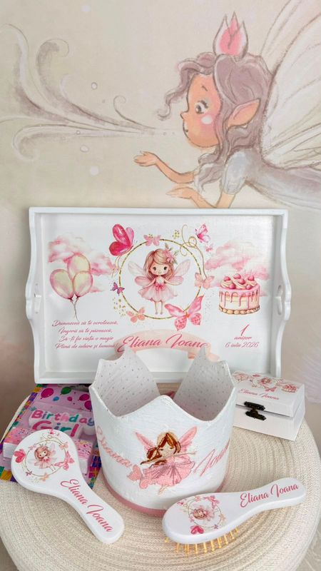 Set Turta Zana Fluturas Aniversare 1 an Set Turta Zana Fluturas Aniversare 1 an