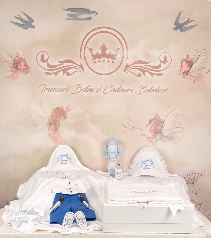 Trusou Muselina Baby bleu - Set Personalizat Trusou Muselina Baby bleu - Set Personalizat