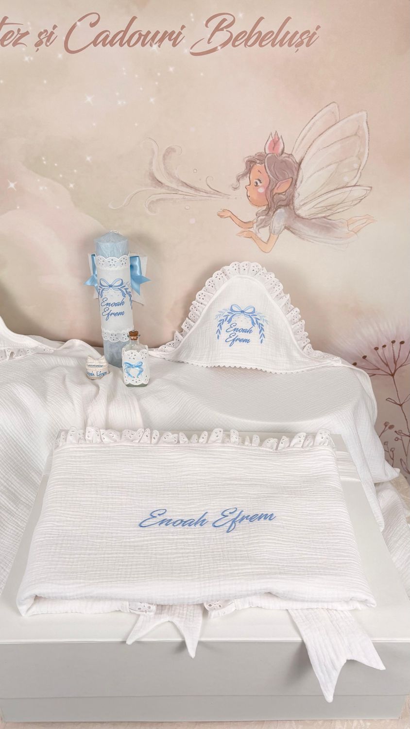 Trusou Muselina Baby bleu - Set Personalizat
