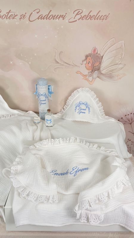 Trusou Muselina Fundita bleu - Set Personalizat