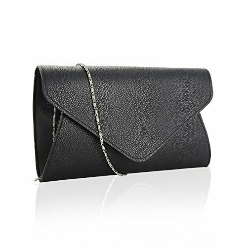 Black Clutch Bag PU With Shoulder Chain Races Weddings Parties