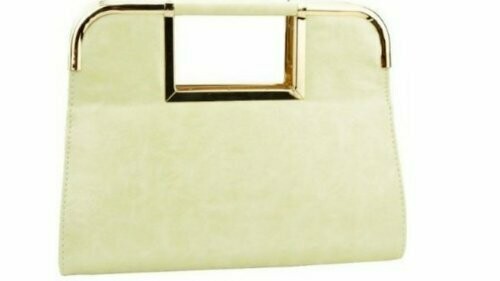 Retro Style Faux Leather Hand Bag  (Cream)