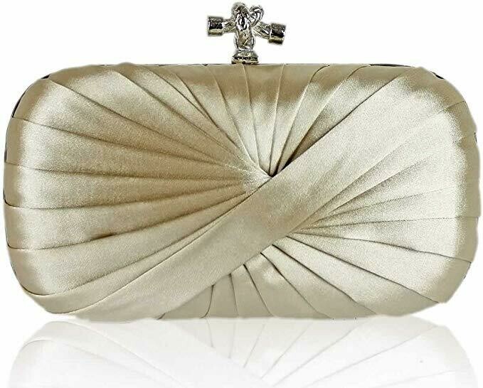 Beige Hard Case l Evening Clutch Bag Rope Clasp