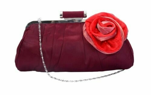 Satin Clutch Bag Evening Wedding Prom Wine