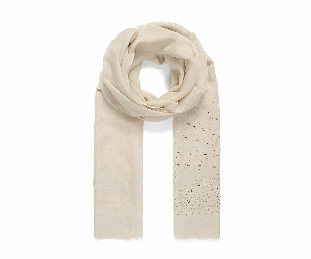 Beige Fringed Scarf Cover Up Wrap Stole