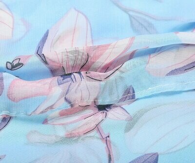 Blue floral Square Scarf With Ear loops