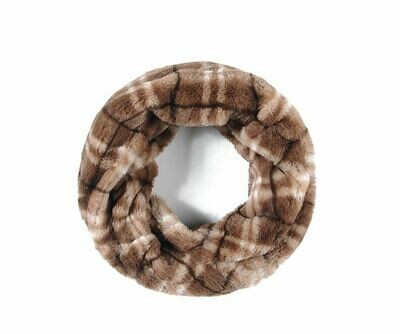 Round Scarf Twisted Snood Cosy Faux Fur Brown