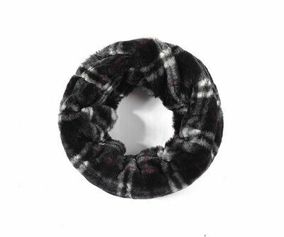 Round Scarf Twisted Snood Cosy Faux Fur Black