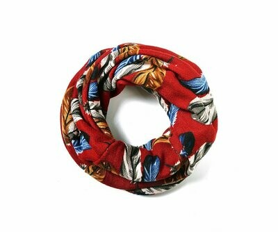 Red Feather Snood Multifunctional Use As A Face Covering Scarf Headband