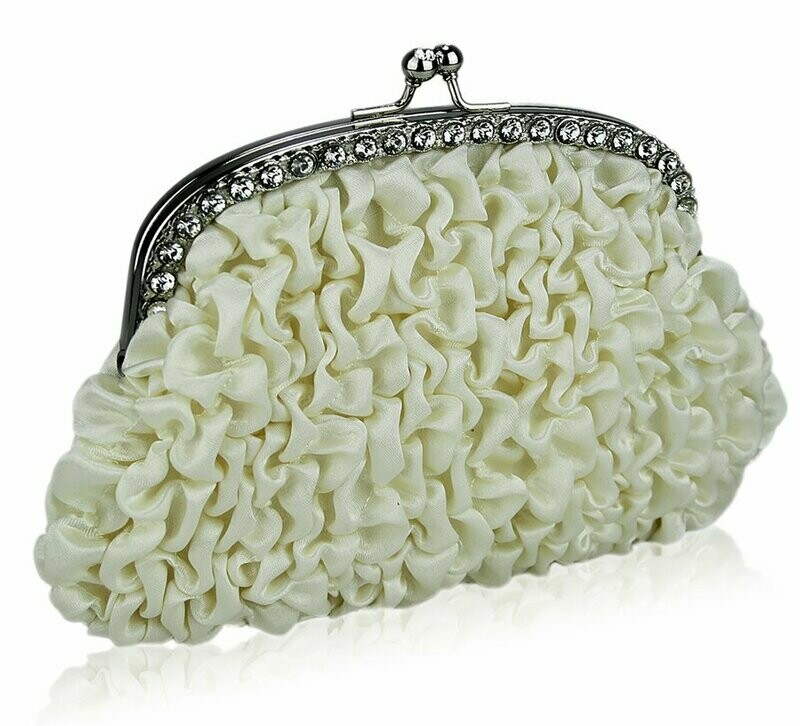 Ladies Bridal Cream  Clutch Bag Weddings Evening Bride