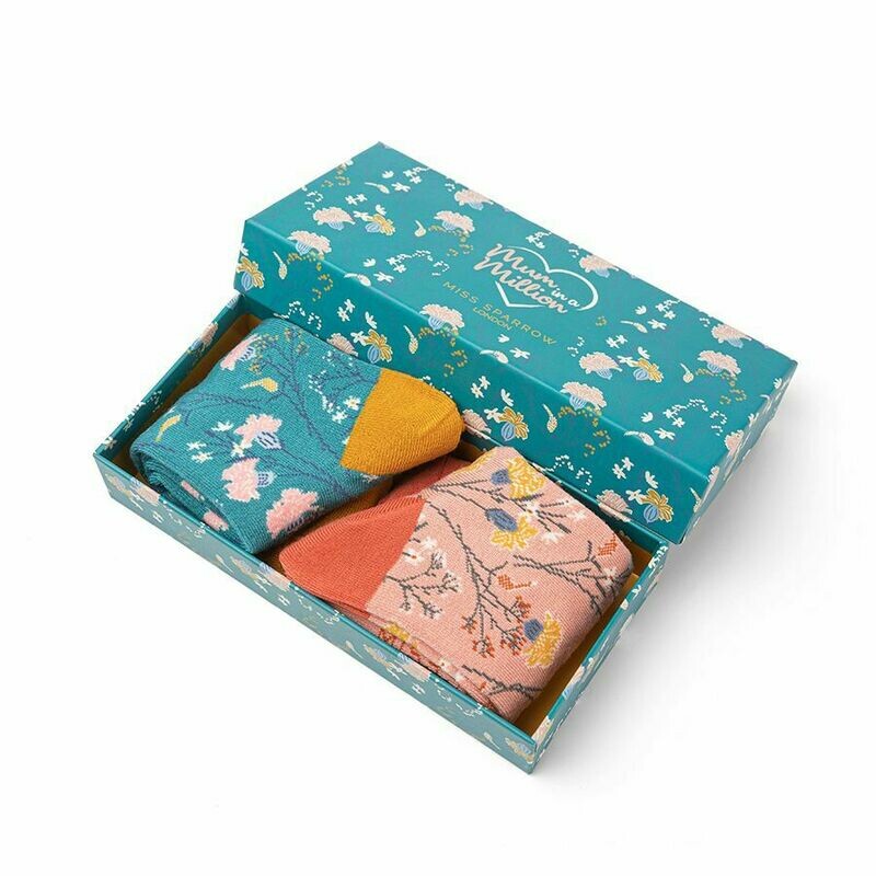 Miss Sparrow Soft Bamboo  Mum In Million Socks 2 Pairs In Gift Box