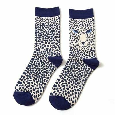 MISS SPARROW Socks Leopard Print Soft Bamboo Blend