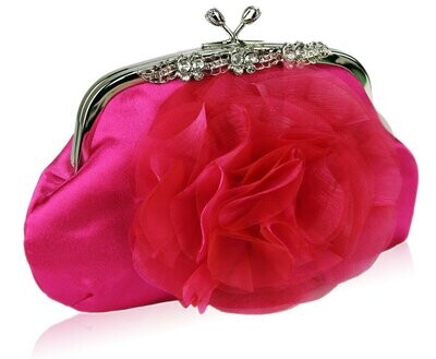 Small Pink Clutch Bag Flower With Shoulder Strap Weddings Bridesmaid