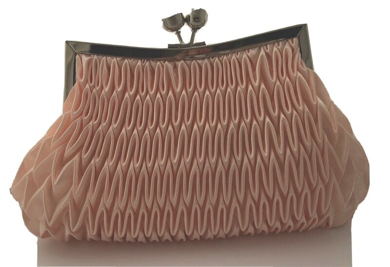 Peach Clutch Bag Pleated Evening Weddings Bridesmaids