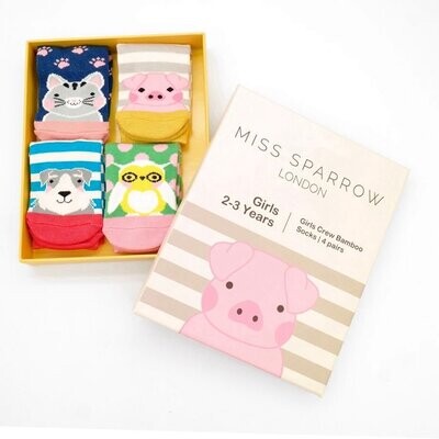 MISS SPARROW
Socks Cute Girls Crew Bamboo For Children 2- 3 years
