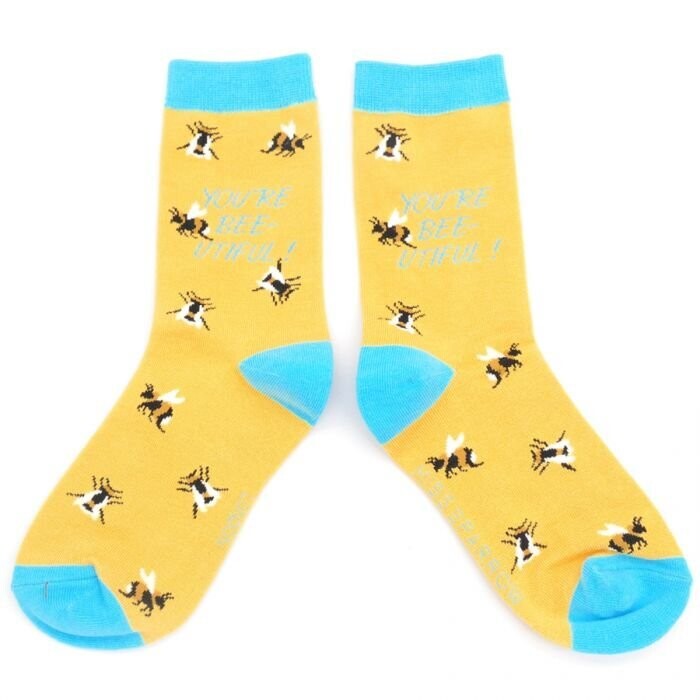 MISS SPARROW Socks You’re Beautiful Bamboo In Yellow Ladies