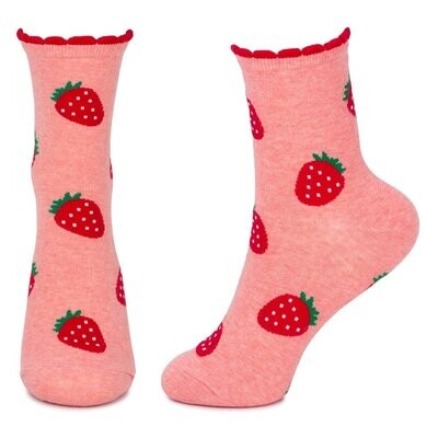 JOE COOL Cotton Mix Pretty Pink Strawberries Socks